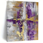 Purple - Gold - Gray Abstract Cross Painting for Contemporary Religious Spaces HENG135