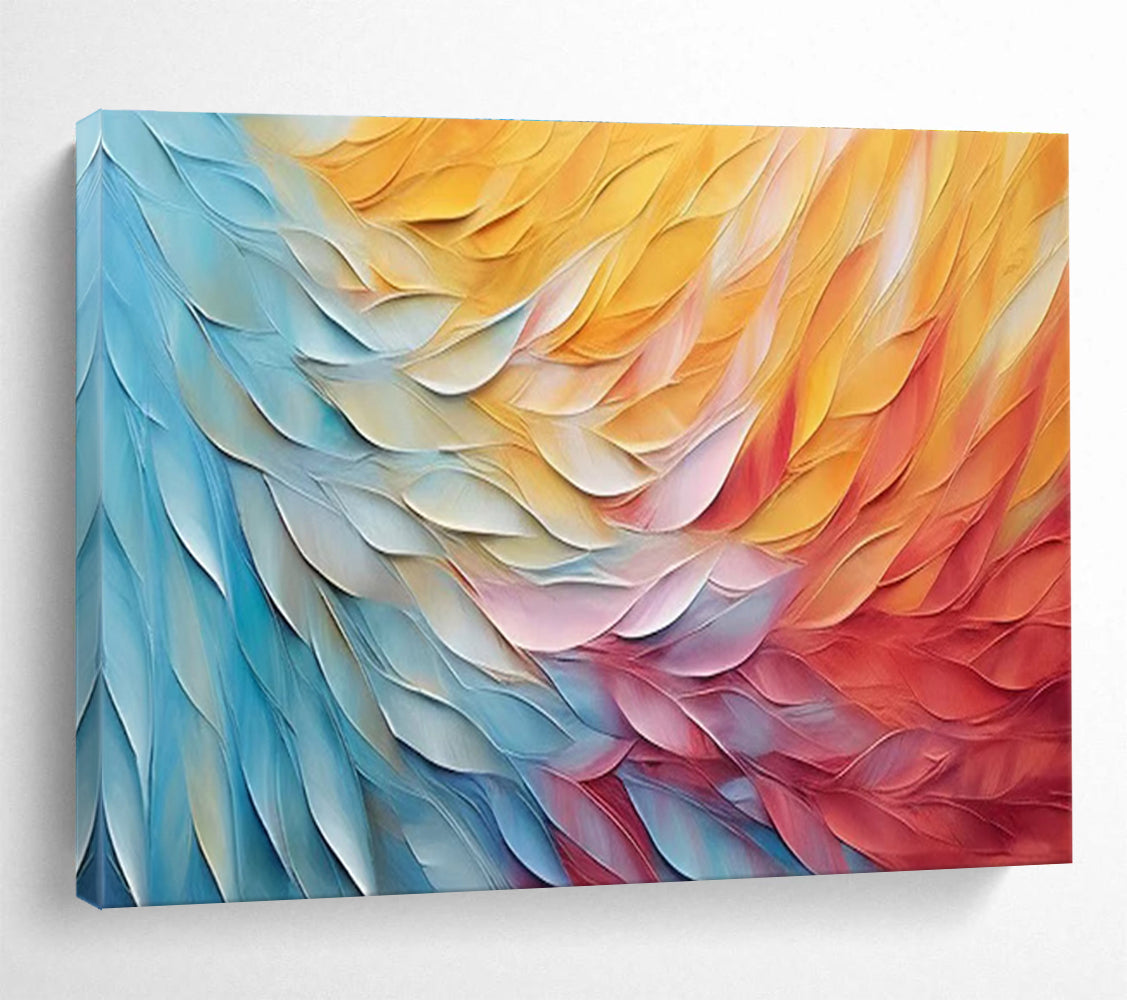 Colorful Feather Abstract Painting for Modern Bedrooms YHT201