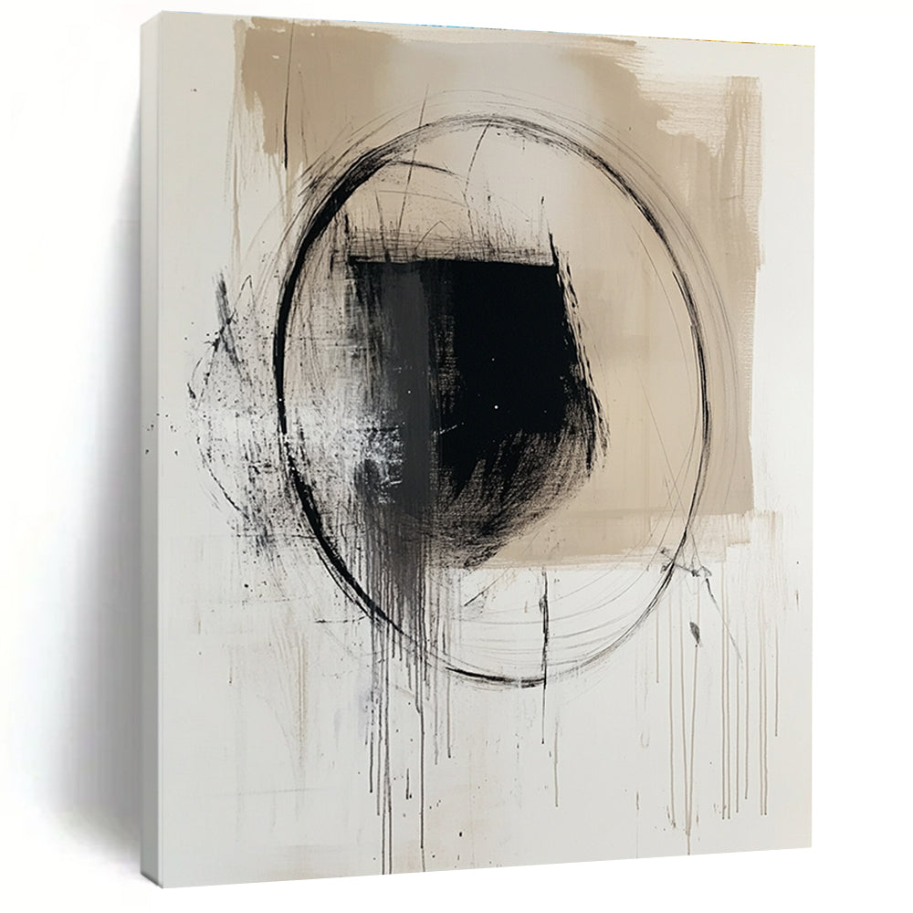 Black and Beige Abstract Painting for Minimalist Interiors GAB0721