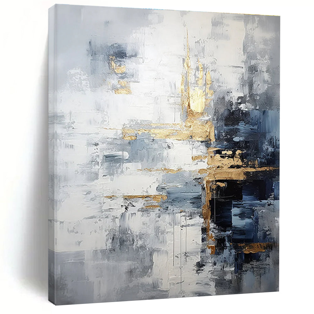 Gray and Gold Abstract Painting for Luxurious Living Rooms HENG453