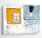 Abstract Interior with Window and Brush with Eclectic Elements Abstract Painting ABS340
