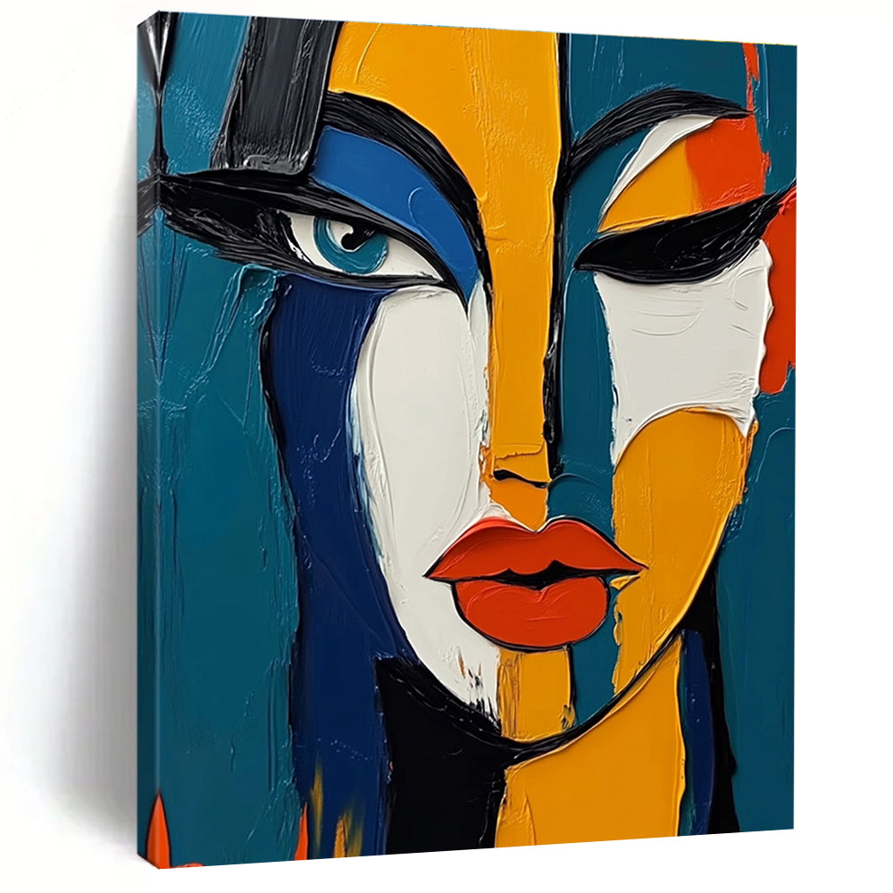 Cubist Woman's Face Abstract Painting of Multifaceted Beauty GAB0199