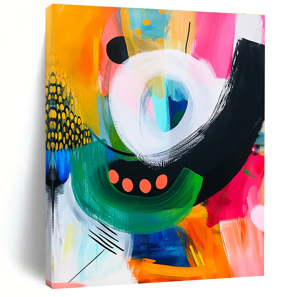 Circular and Curved Shapes Abstract Painting with Playful Rhythm WINK082