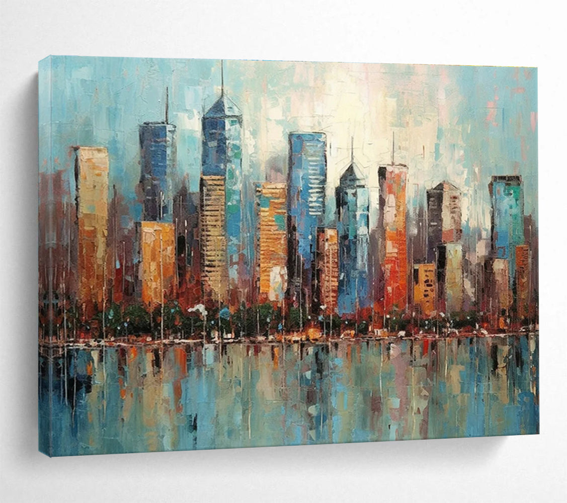 Colorful Cityscape Abstract Painting for Urban Art Lovers YHT076