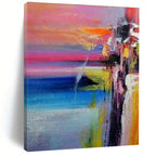 Colorful Sunset Abstract Painting for Coastal Home Living Rooms HENG419