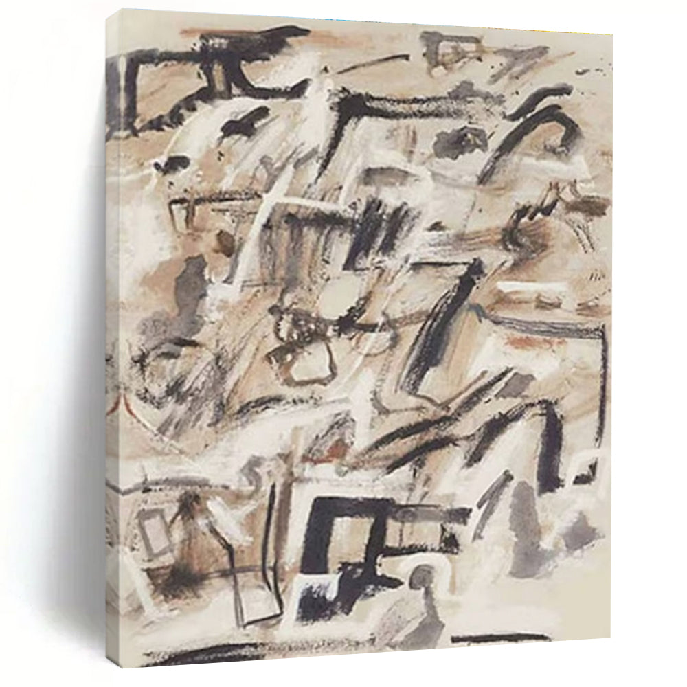Earth - Toned Abstract Composition Painting for Bohemian - Style Living Rooms HENG143