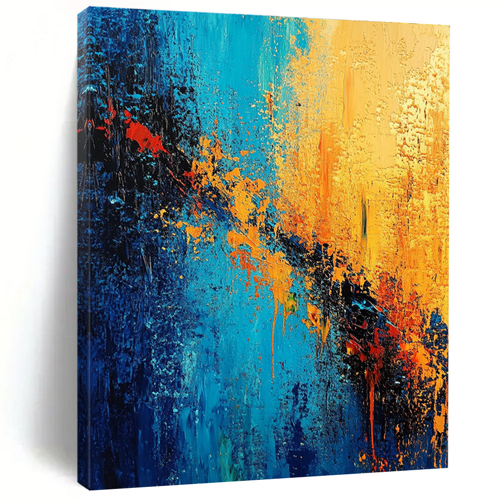 Blue - Orange Abstract Explosion Painting with Fiery Dynamism WINK387
