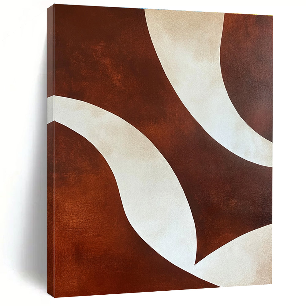 Brown and White Curves Abstract Painting with Elegant Flow WINK030