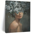 Woman with Fragmented Floral Head Painting for Thought - Provoking Spaces HENG328