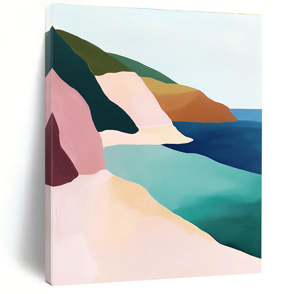 Minimalist Coastal Landscape Abstract Painting with Serene Geometry WINK273