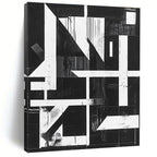Geometric Black and White Abstract Painting with Structural Intrigue WINK145