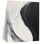 Black - White Textured Stripe Art Abstract Painting for Monochrome Dining Rooms HENG376