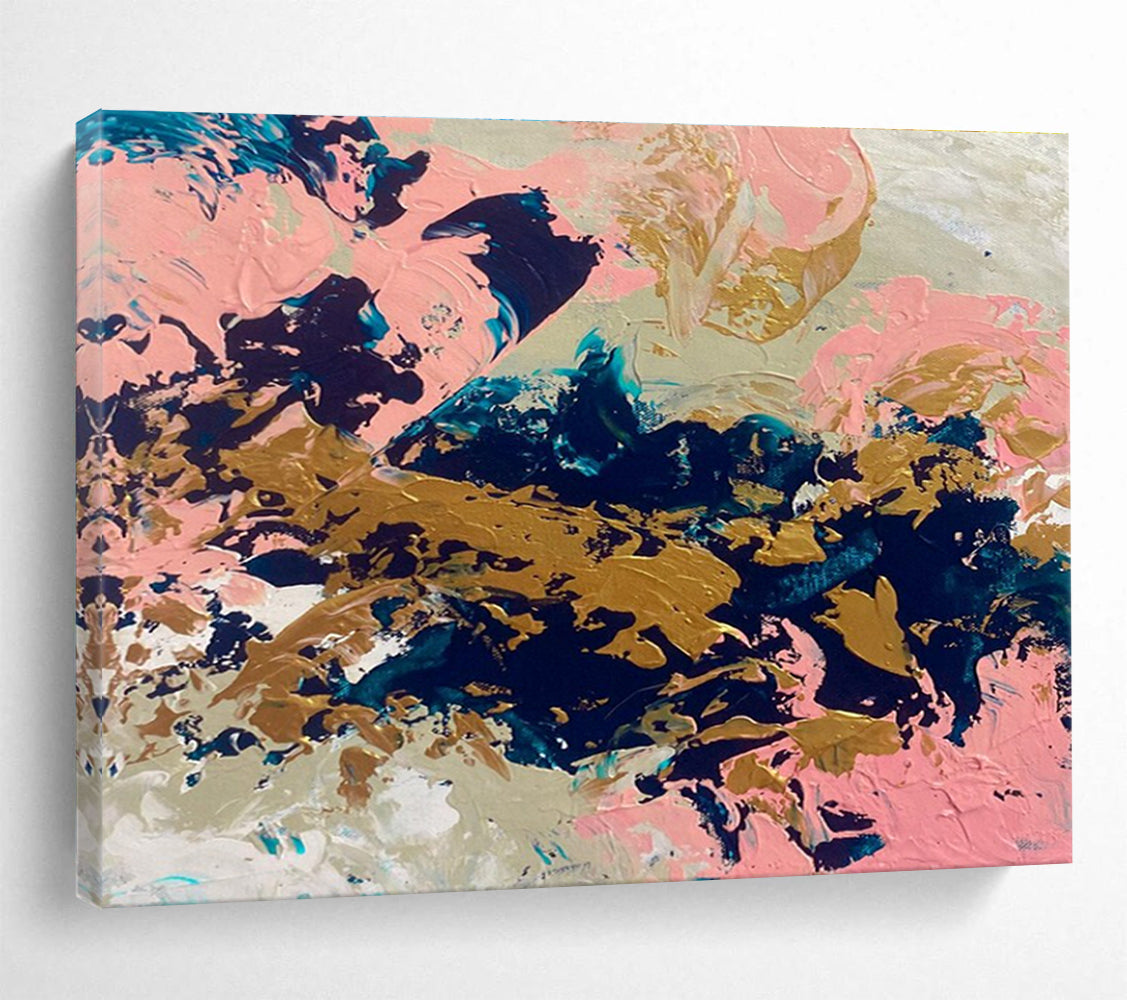 Pink - Gold - Navy Abstract Painting for Chic Bridal Salons YHT384