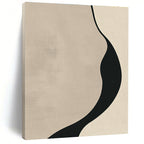 Curved Black and Beige Shape Abstract Painting for Monochrome - Themed Bedrooms GAB1364
