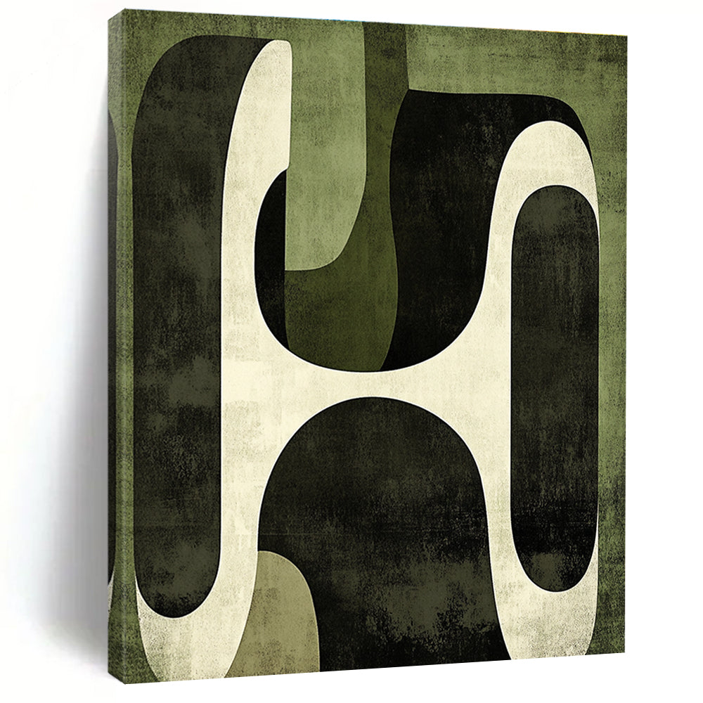 Green Geometric Abstract Painting for Eco - Friendly Workspaces GAB0967