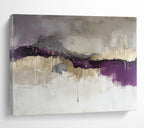 Purple and Gold Abstract Painting with Dramatic, Flowing Textures ABS474