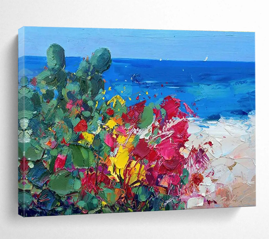 Beach Flowers Abstract Painting for Beachfront Home Living Rooms YHT433