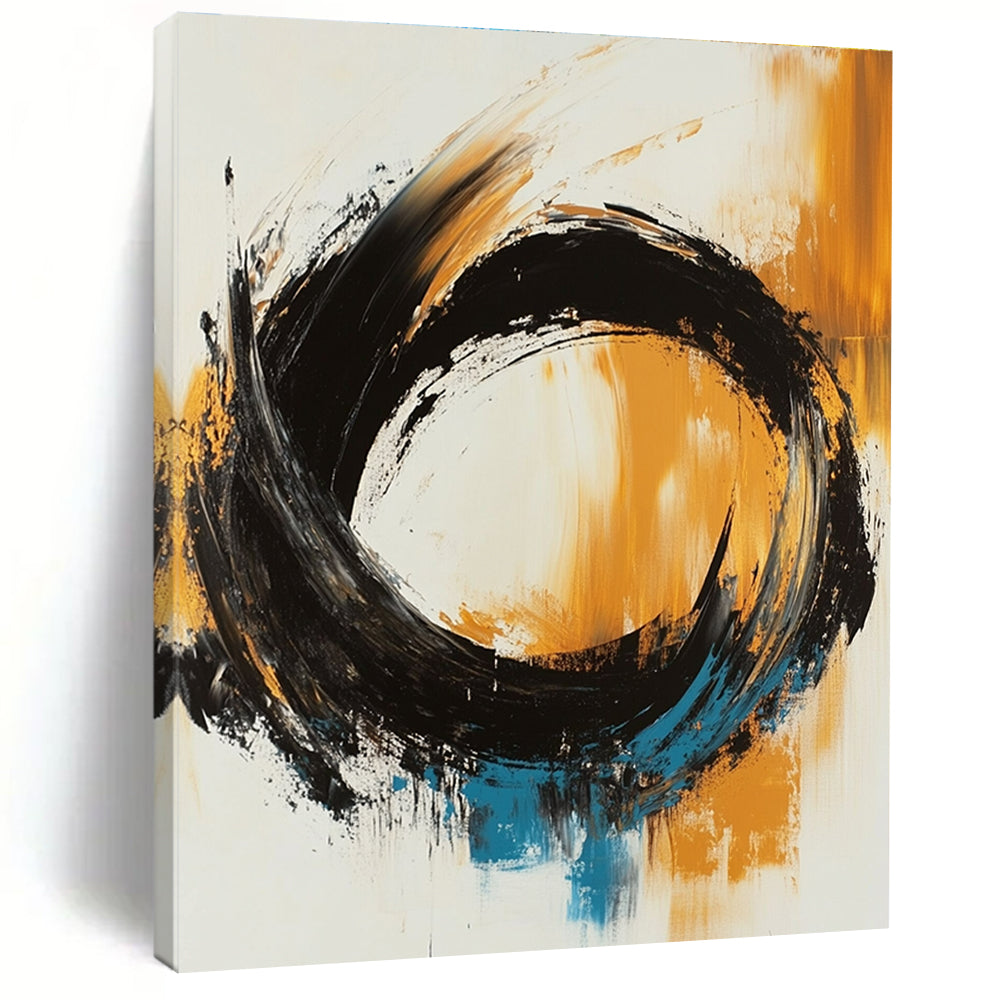 Bold Circular Abstract Painting with Dynamic Motion WINK767