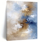 Blue Gold White Abstract Painting with Flowing Elegance WINK662