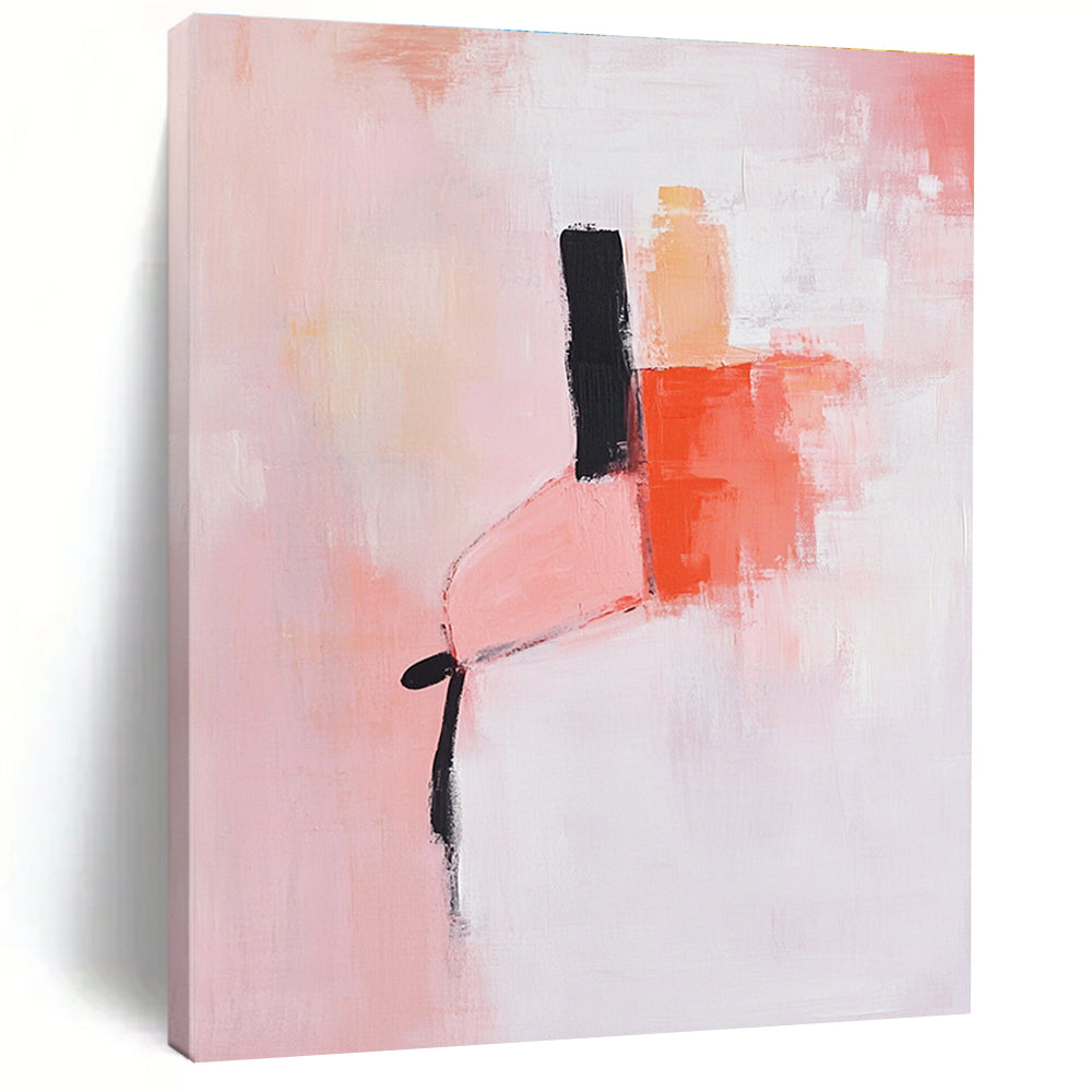 Pink - Toned Abstract Painting with Minimalist Shapes GAB0870