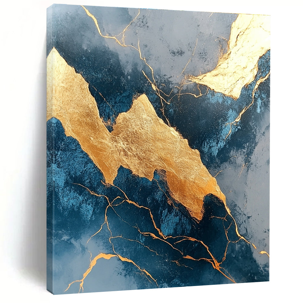 Blue and Gold Marble Abstract Painting for Luxury Hotel Lobbies GAB1351