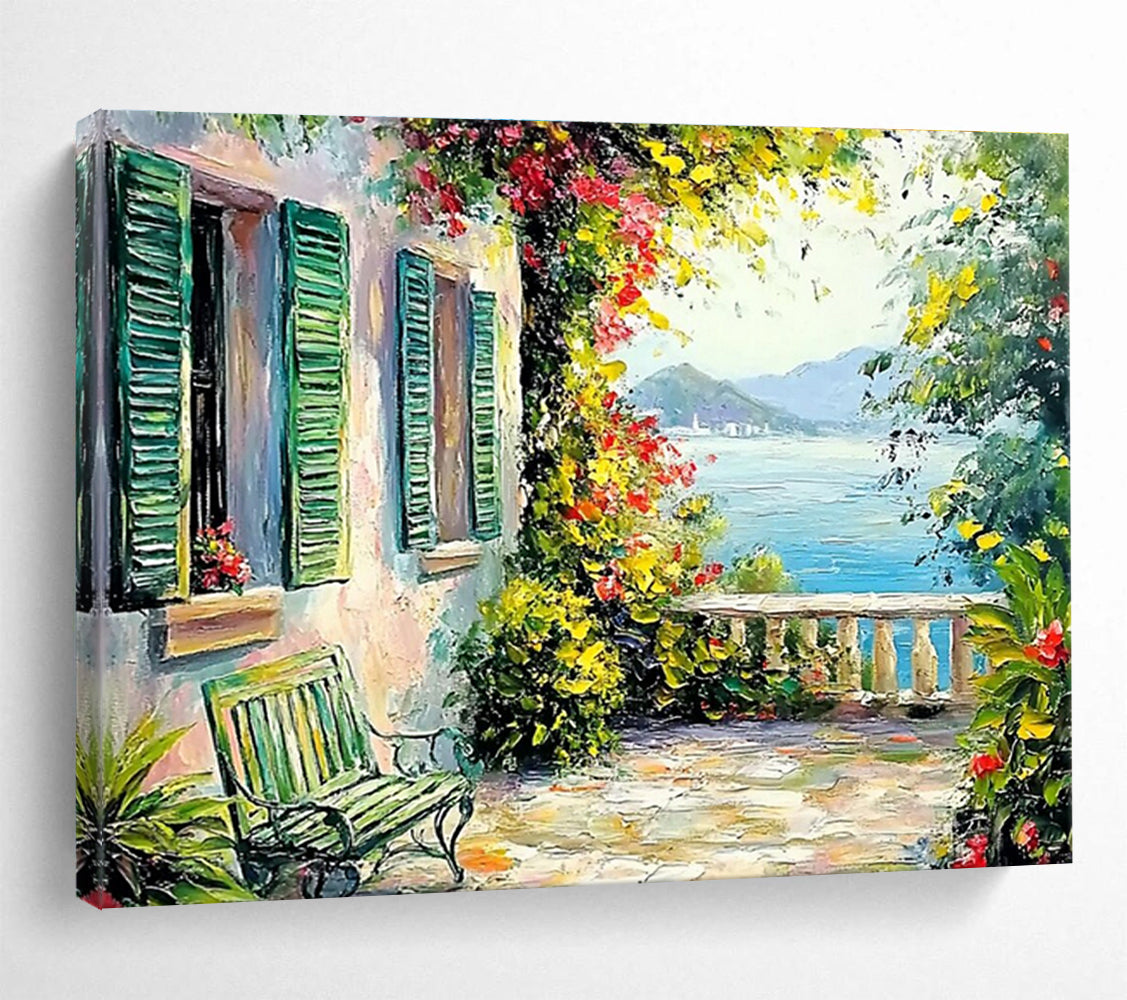 Coastal Villa Abstract Painting for Mediterranean - Style Resorts YHT415