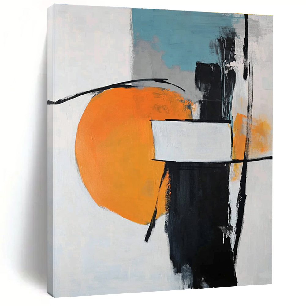 Orange and Black Abstract Painting for Modern Art - Focused Cafes GAB0925