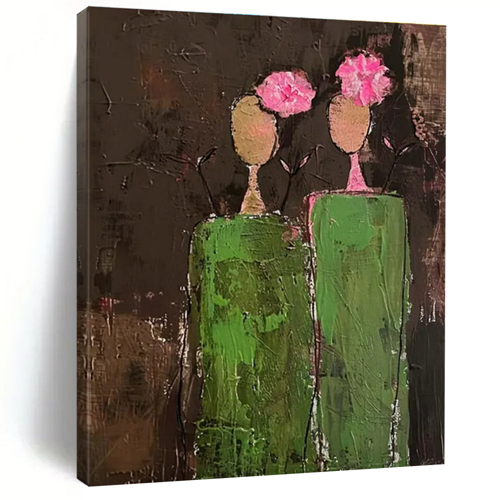 Flower - Head Figures Abstract Painting for Bohemian - Style Cafes HENG080