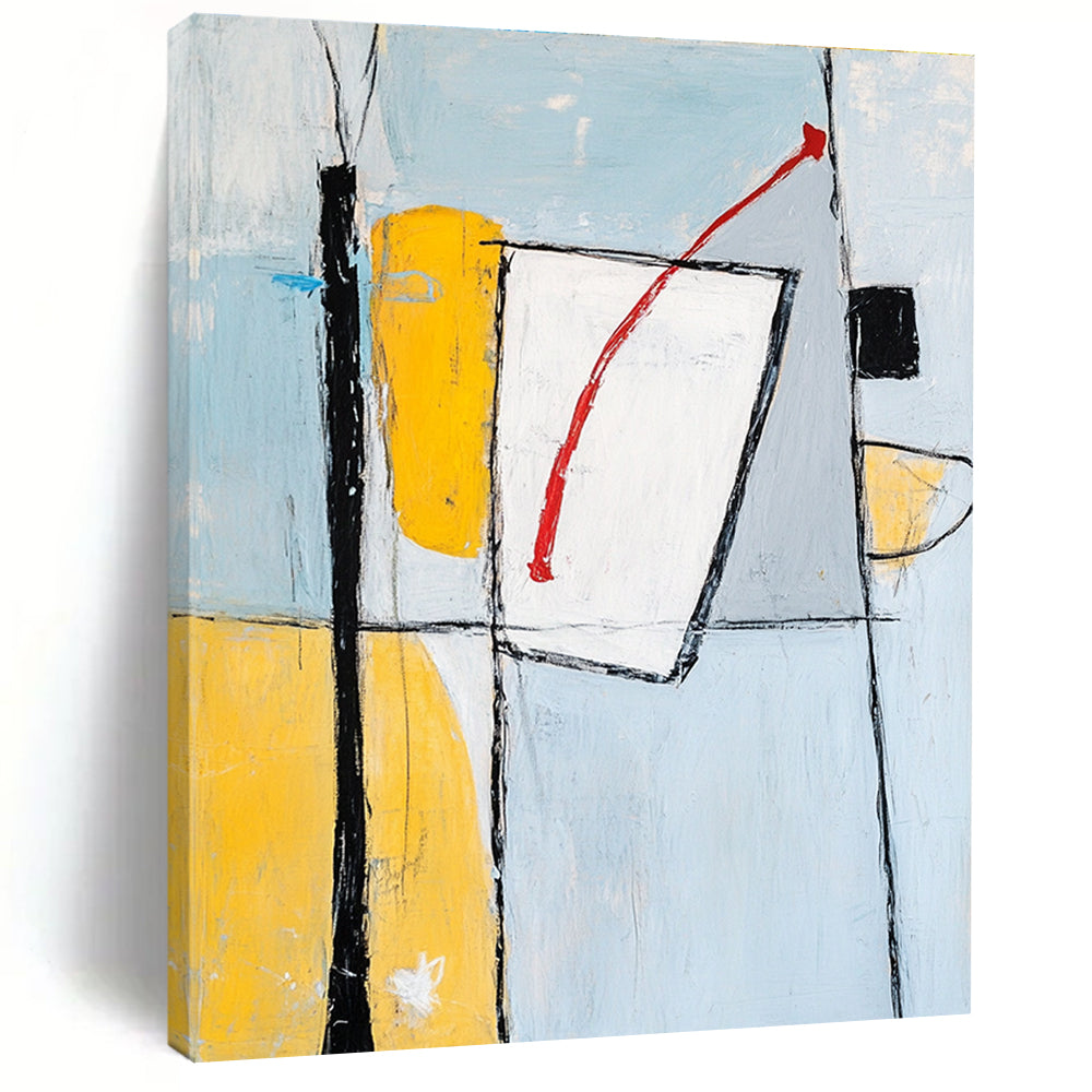 Geometric Contrast Abstract Painting for Creative Workspaces GAB1088