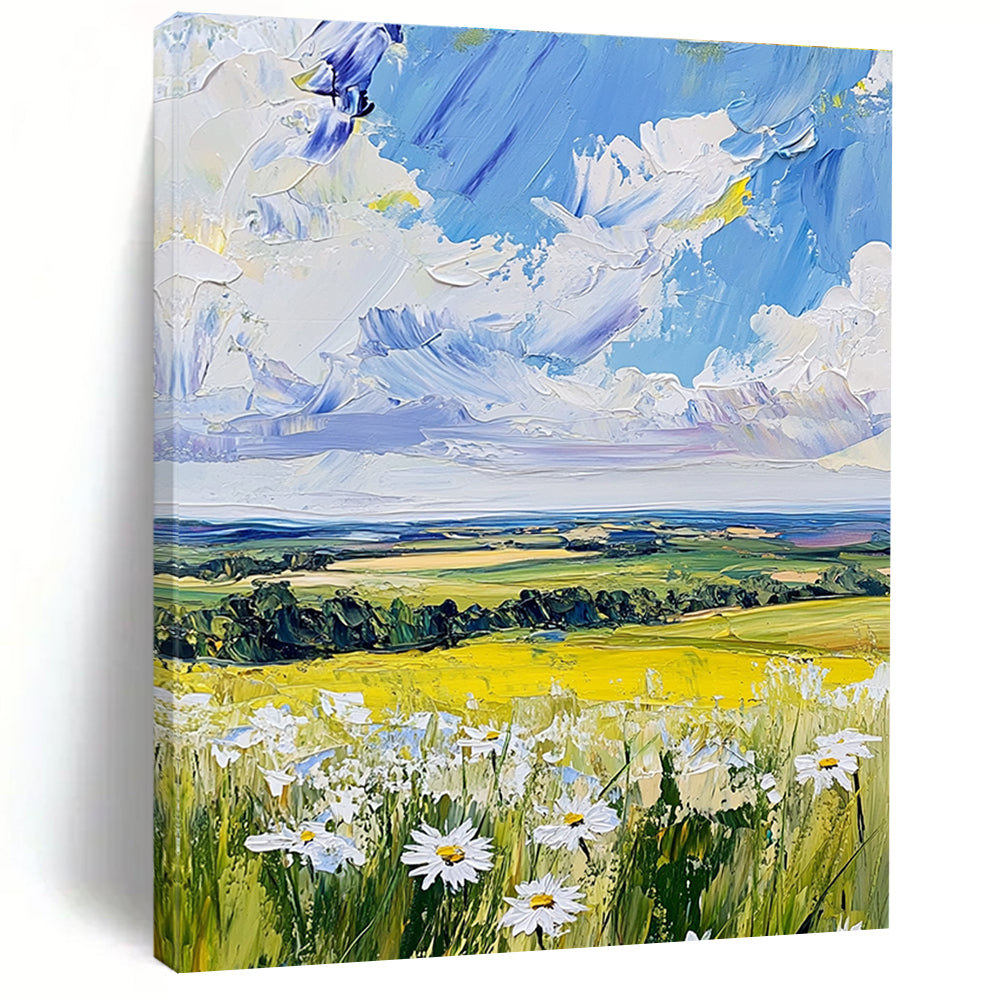 Rolling Fields Landscape Abstract Painting with Impasto Techniques GAB0014