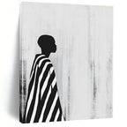 Striped Cloak Silhouette Abstract Painting of Urban Mystery GAB0216
