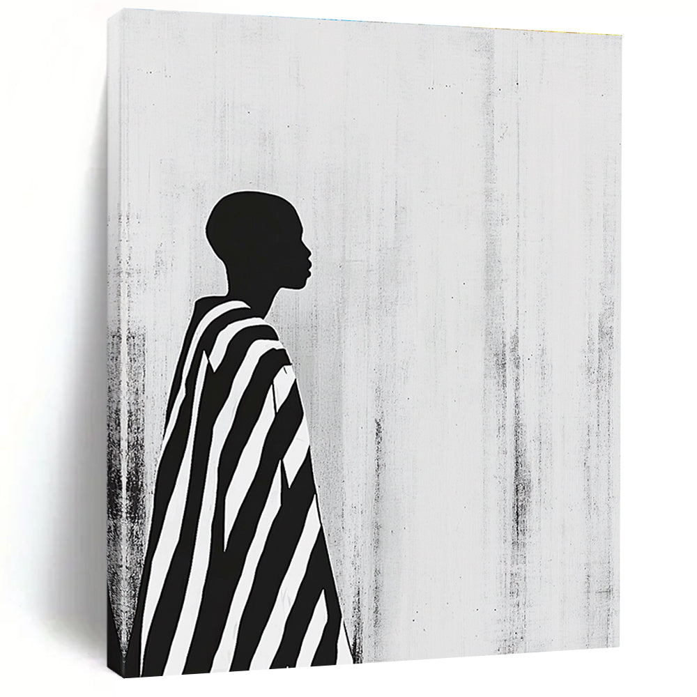 Striped Cloak Silhouette Abstract Painting of Urban Mystery GAB0216