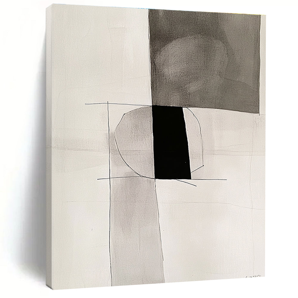 Monochrome Geometric Abstract Painting with Minimalist Grace WINK721
