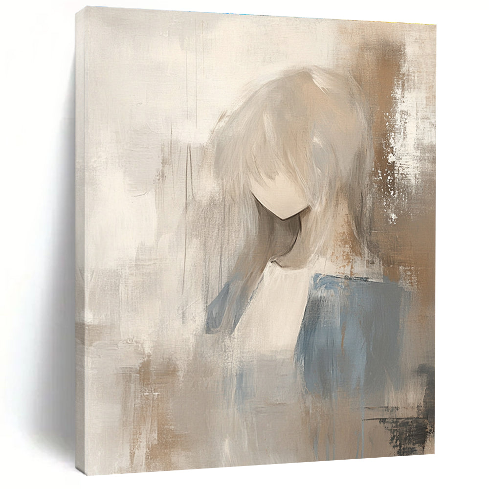 Figure in Neutral Tones Abstract Painting for Serene - Themed Bedrooms GAB0930