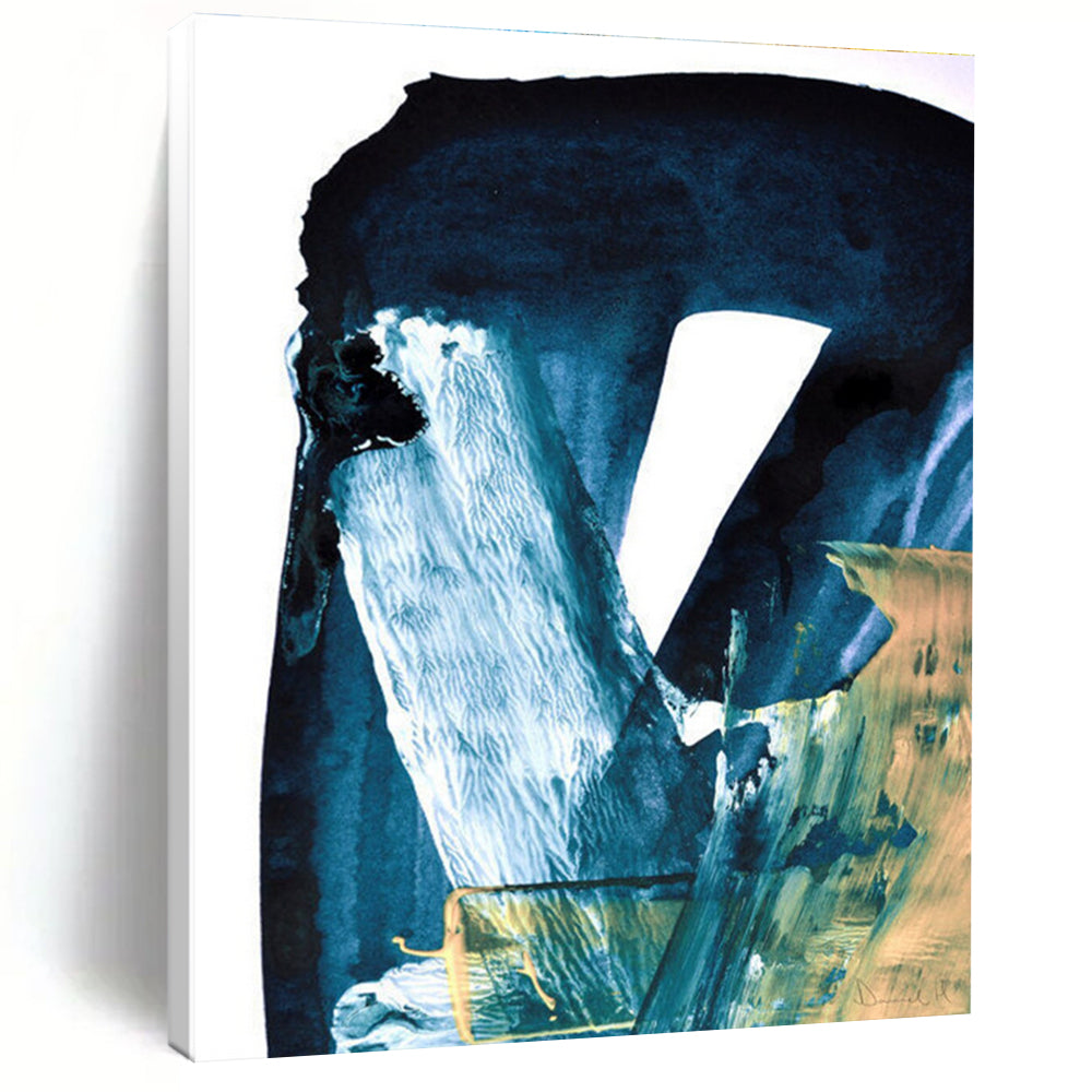 Blue - Toned Abstract with Gold Accents Painting for Luxury Home Entrances HENG190