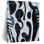 Black and White Textured Shapes Abstract Painting with Bold Contrast WINK050