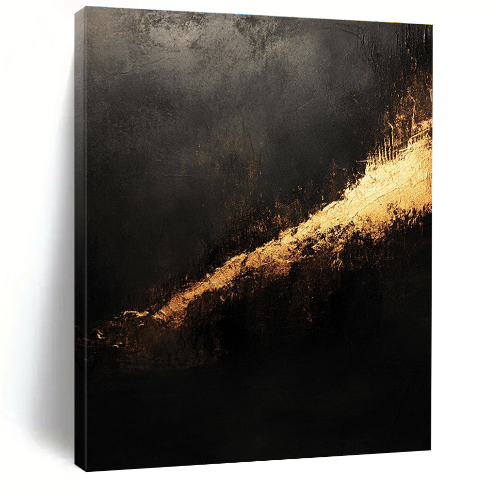 Black and Gold Abstract Painting with Luxurious Accents WINK828