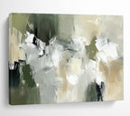 Green and Gray Abstract with Patchwork - like Forms Abstract Painting ABS376