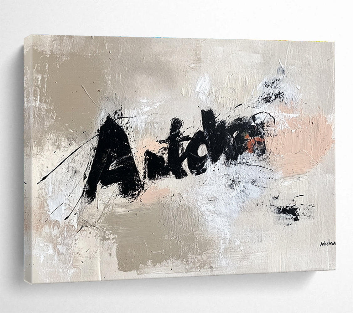“Antcha” Text Abstract Painting with Edgy, Street - Art Vibes ABS469