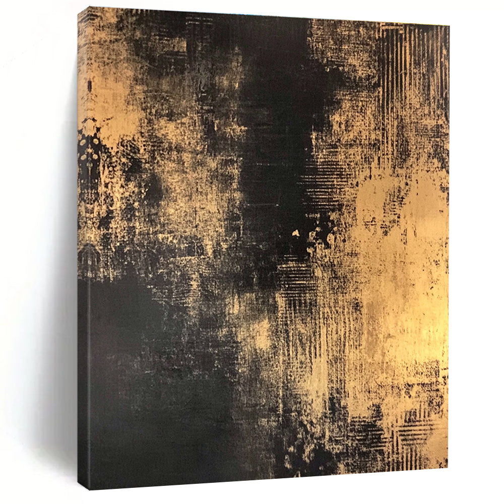 Gold and Black Abstract Painting for Luxury Hotel Lobbies GAB1271