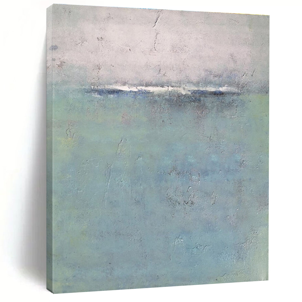 Subtle Toned Abstract Seaside Horizon Abstract Painting for Serene Home Offices HENG354