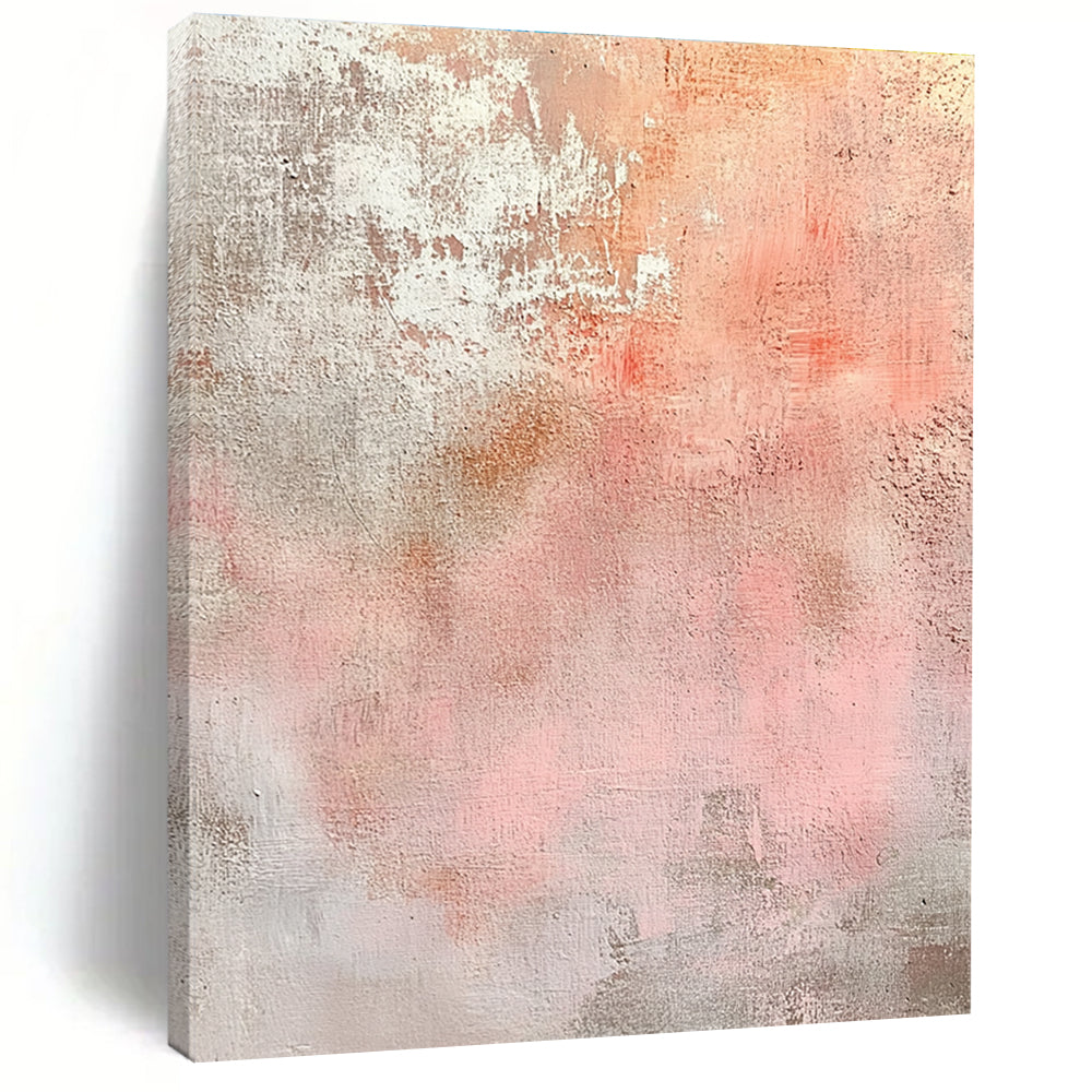 Blush and Gray Textured Abstract Painting with Soft Depth WINK280
