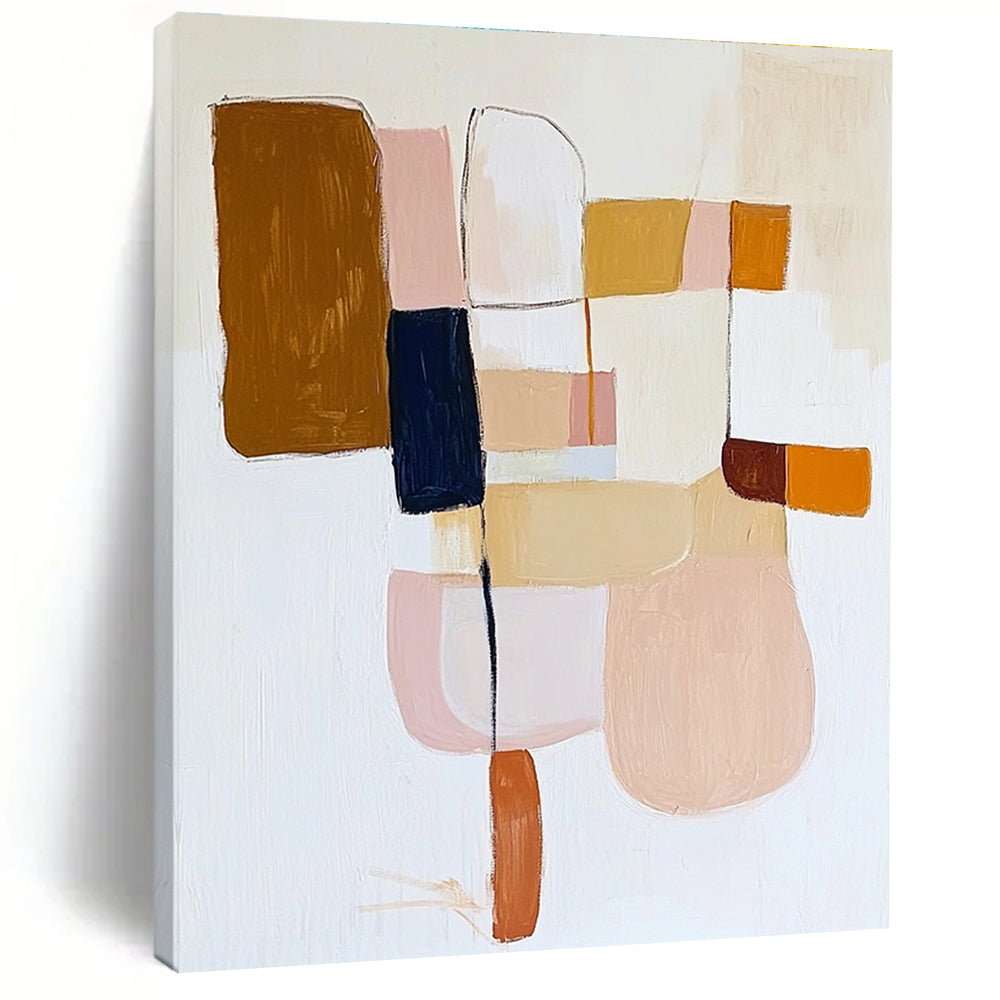 Earth - Toned Block Abstract Painting with Gentle Harmony WINK700