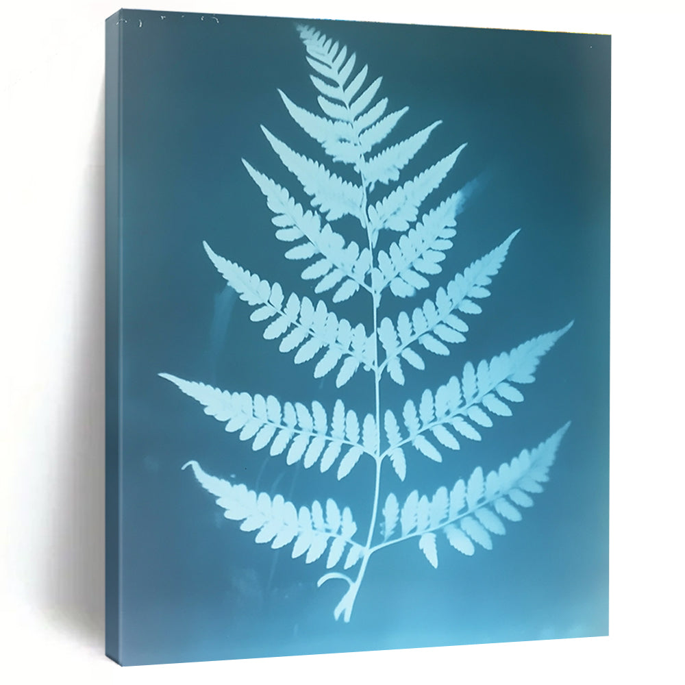 Fern Leaf Blueprint Abstract Painting for Nature - Inspired Home Offices GAB1327