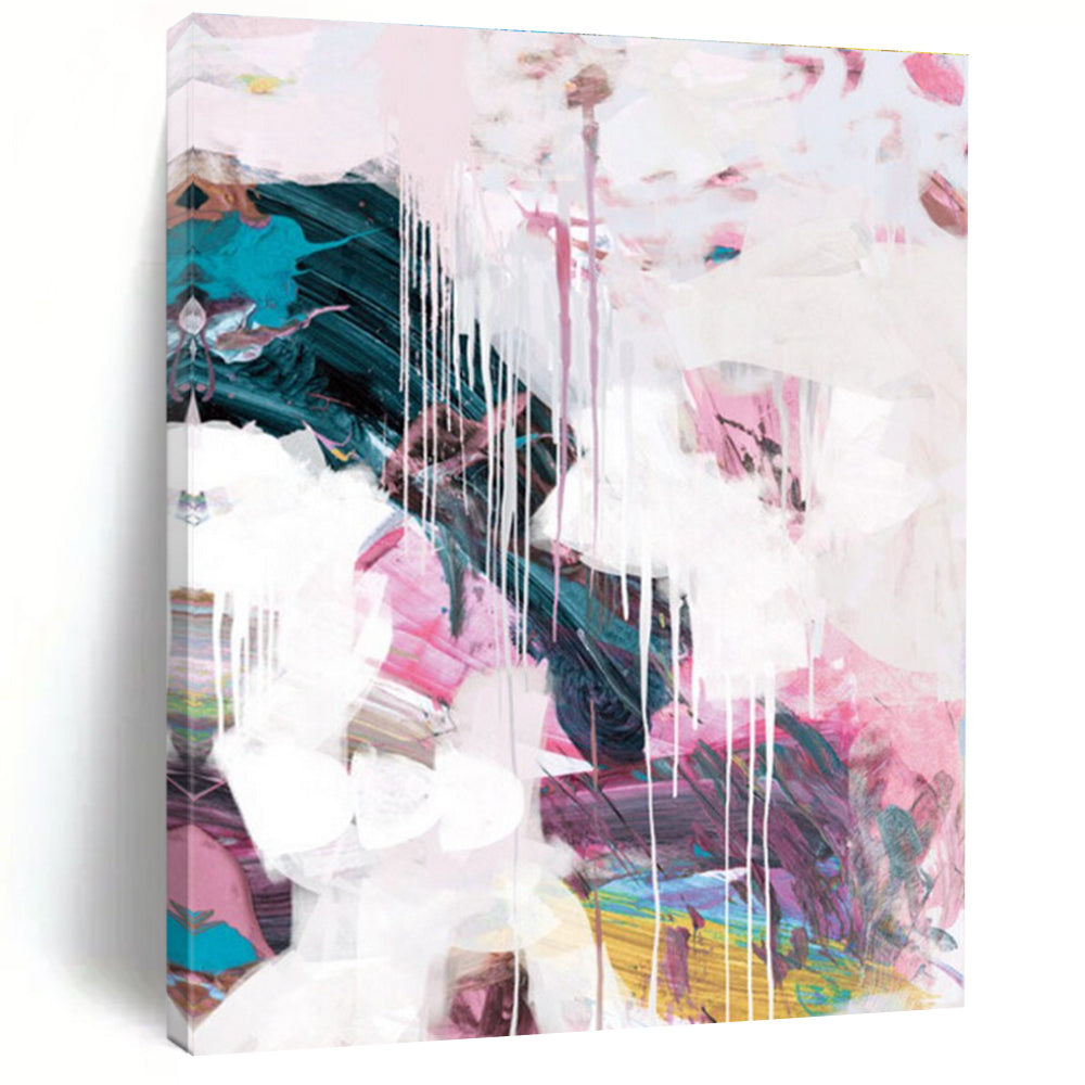 Pink - White Dripping Abstract Painting for Feminine - Styled Boutiques HENG192