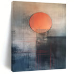 Abstract Sunset with Red Lines Conceptual Landscape Abstract Painting GAB0288