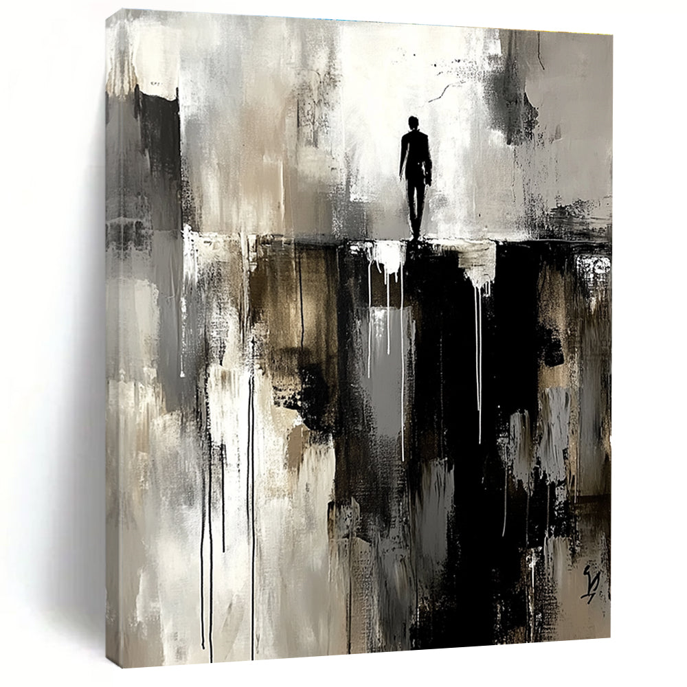 Silhouette on Precipice Abstract Painting for Bold Statements GAB0691