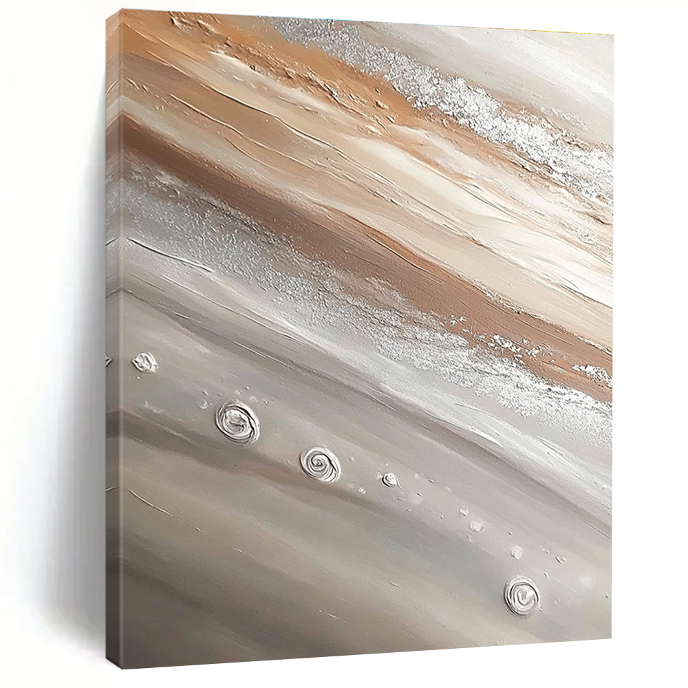 Beige and Silver Textured Art - Tactile Minimalist Abstract Painting GAB0441