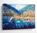 Coastal Town Sail Abstract Painting for Yacht Club Dining Rooms YHT439