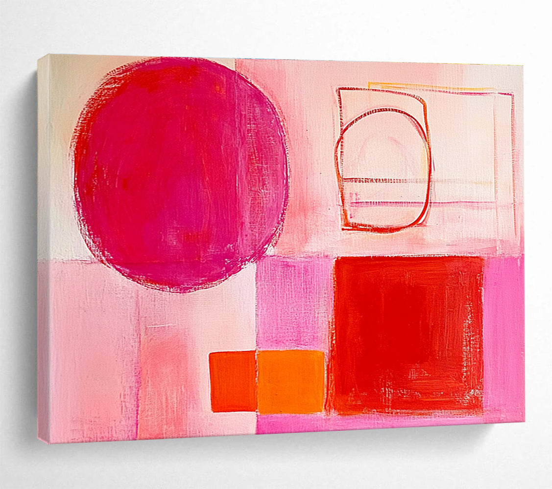 Pink - Hued Geometric Abstraction Abstract Painting ABS131